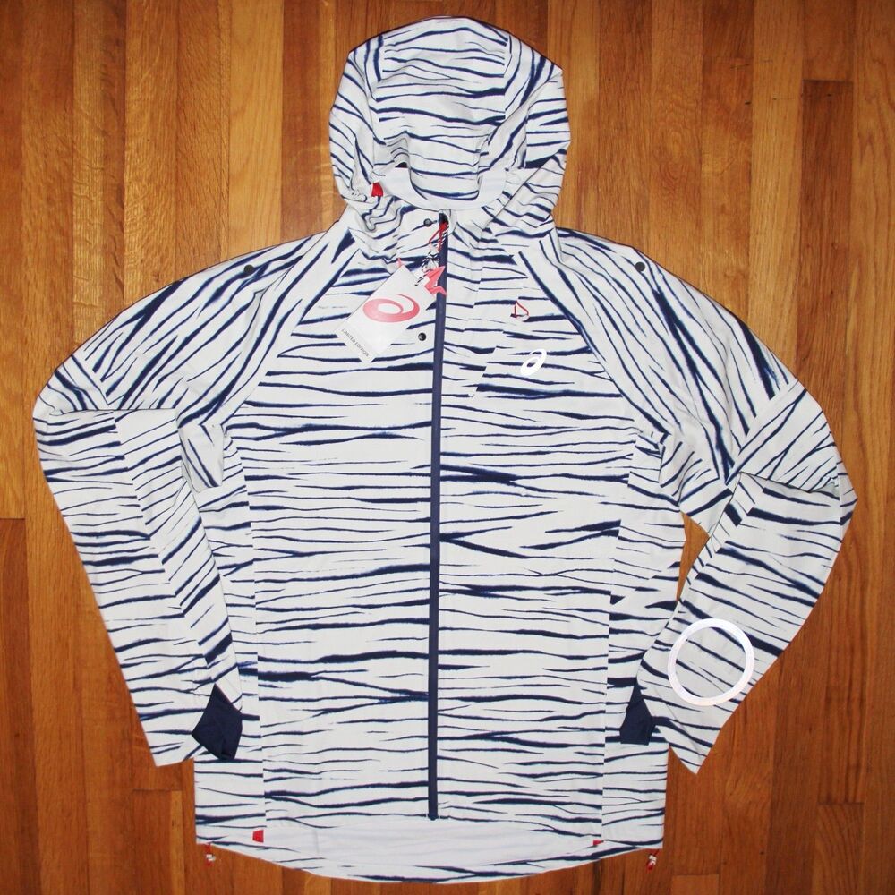 Asics Metarun Shibori Waterproof Limited Edition Running Jacket Men L Birch Blue